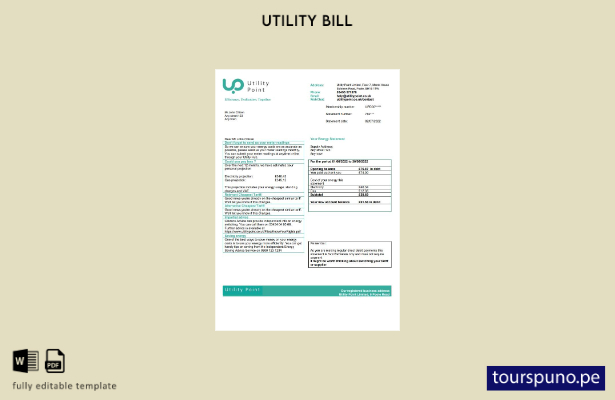 lista para imprimir plantilla de factura de servicios públicos del Reino Unido 1